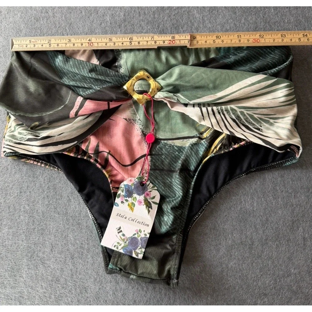 Summer Vacation Beachy Tropical  Allamar Stela Bikini Bathing‎ suit bottom Sz M